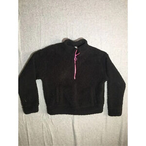 Womens Arizona Jean Co Quarter Zip Black Hot Pink Hardware casual Winter Cropped